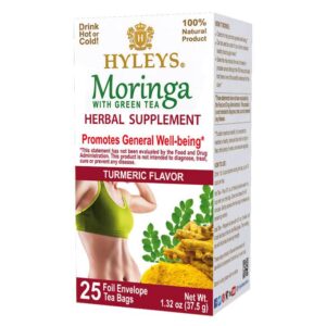 HYLEYS WELLNESS TEA MORINGA OLEIFERA & TURMERIC 1.32oz X 25pc X 12/CS
