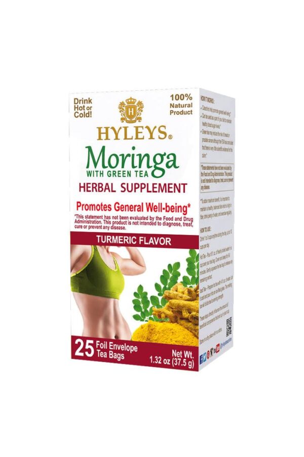 HYLEYS WELLNESS TEA MORINGA OLEIFERA & TURMERIC 1.32oz X 25pc X 12/CS