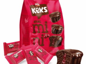BIFA KEKS MINI OVAL CACAO COATED CHERRY SAUCED FILLED CACAO CAKE 180GR x 16pcs