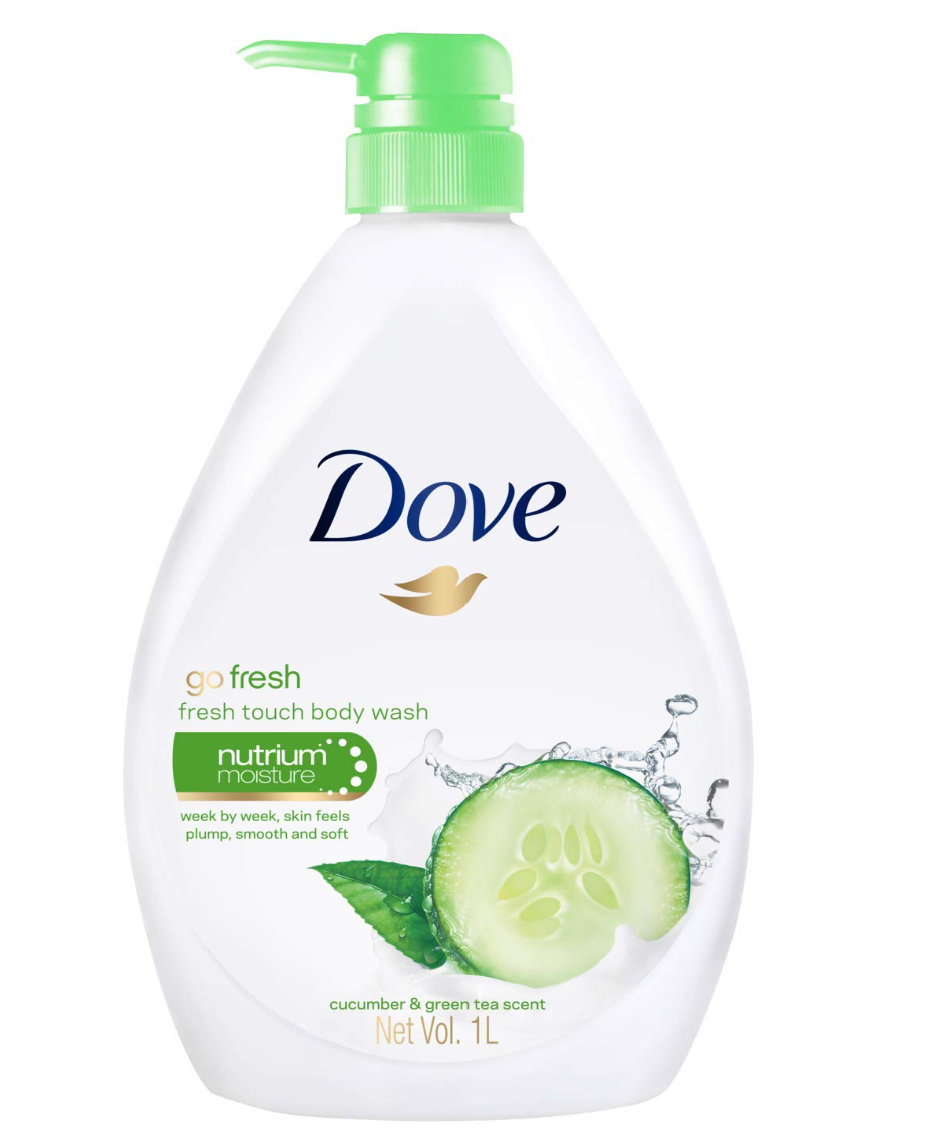 Dove Body Wash Go Fresh Nourishing W/Pump 33.8 fl oz (1000 ml) x 12 pcs