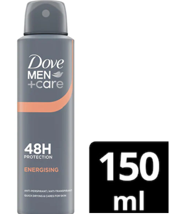 Dove Body Spray Energising for Men 5.07 fl oz (150 ml) x 12 pcs